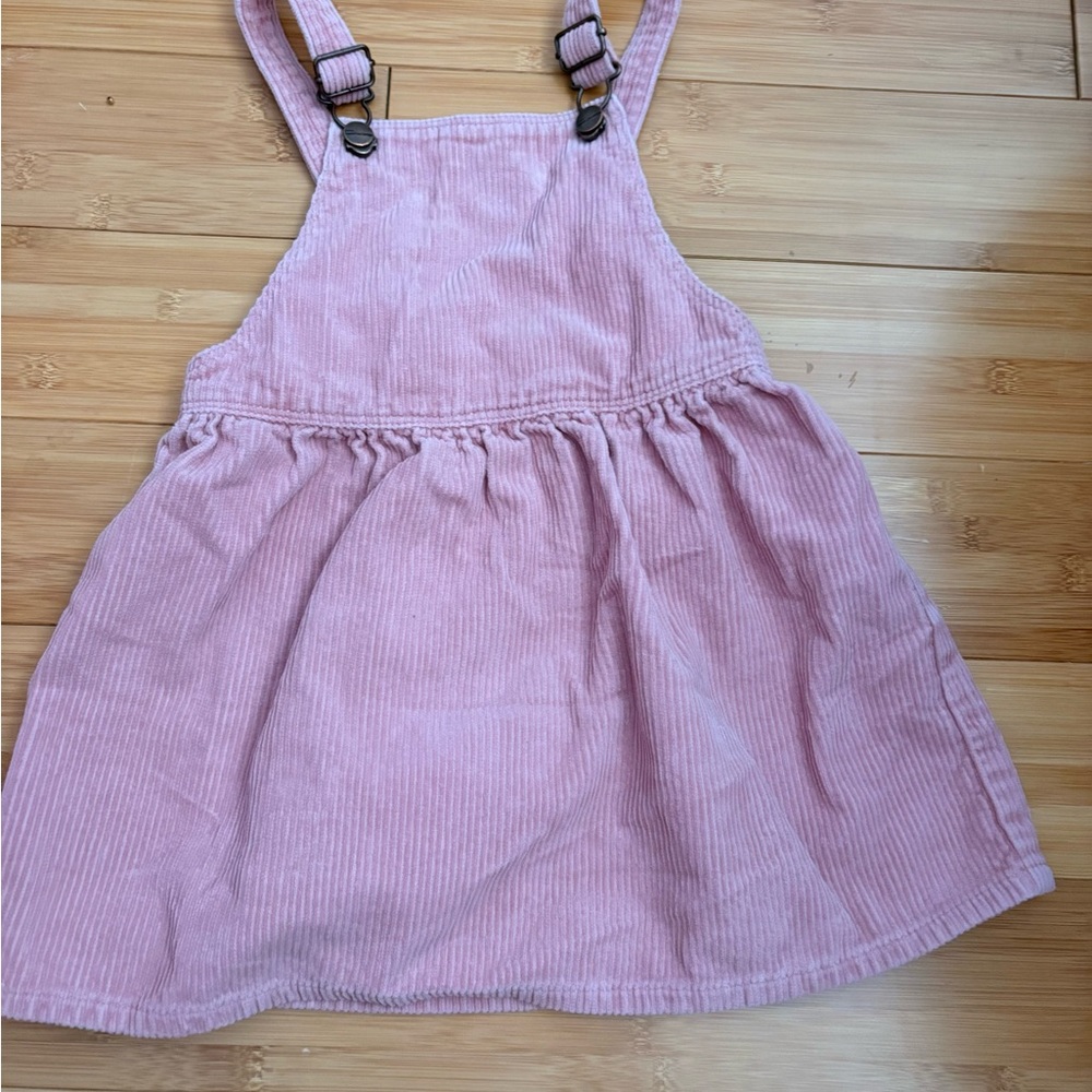 ZARA Pink Corduroy Pinafore Dress